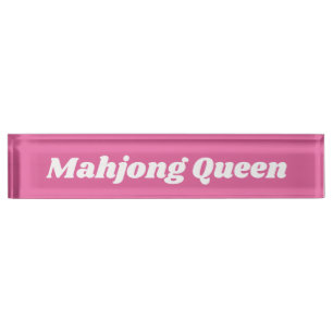Porte-nom Pour Bureau Reine du Mahjong en rose vif