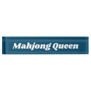 Porte-nom Pour Bureau Reine Mahjong en bleu Turquoise