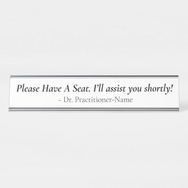 Porte-nom Pour Bureau Respectable "S'Il Vous Plaît Avoir Un Siège" + Nom (Devant)