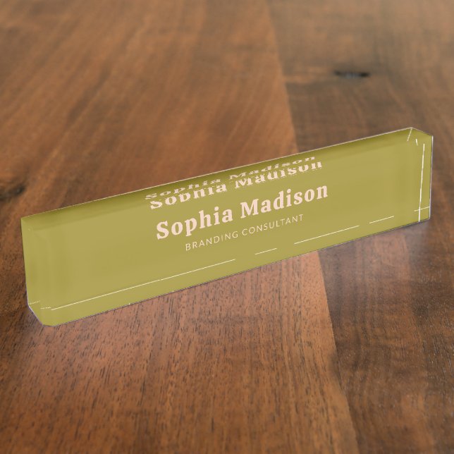 Porte-nom Pour Bureau Retro Gras Serif Vert Blush Rose (Taille)