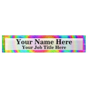 Porte-nom Pour Bureau Rétro hippie de colorant de cravate psychédéliq