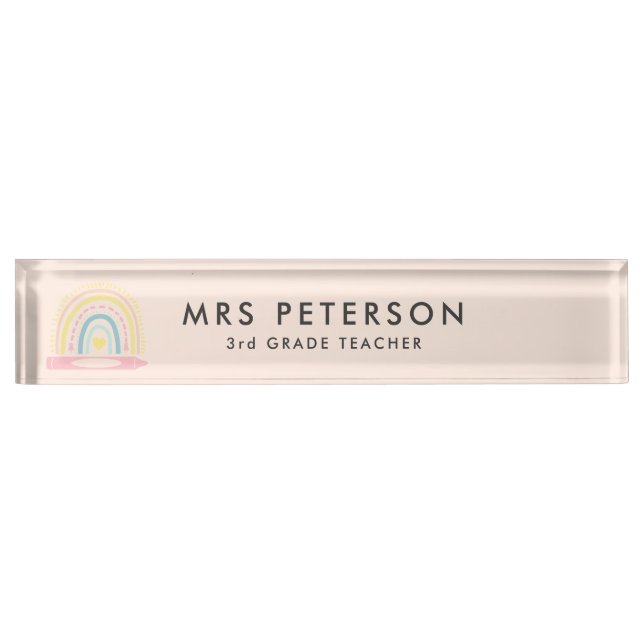 Porte-nom Pour Bureau Retro Rainbow Cute du bureau de l'enseignant (Devant)