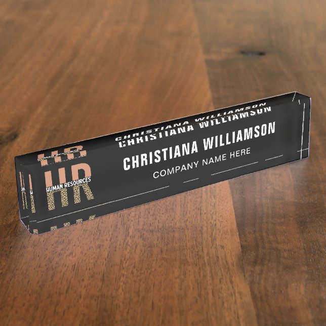 Porte-nom Pour Bureau RH Ressources humaines Empreinte de léopard RH per (Taille)