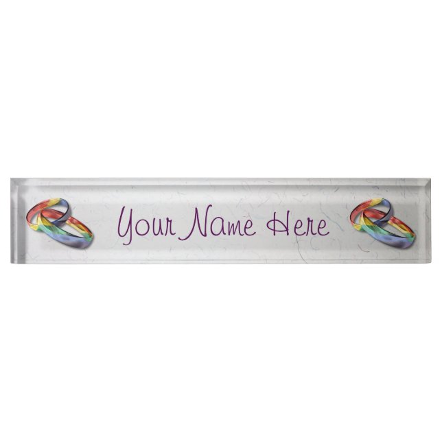 Porte-nom Pour Bureau Rings de Rainbow Wedding pour l'Equality (Devant)