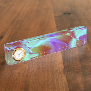 Porte-nom Pour Bureau Roche polie en violet chromé