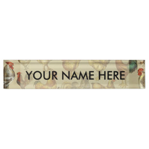 Porte-nom Pour Bureau Rooster Poulet de la ferme Pays Animal