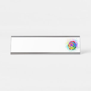 Porte-nom Pour Bureau Rose arc-en-ciel coloré