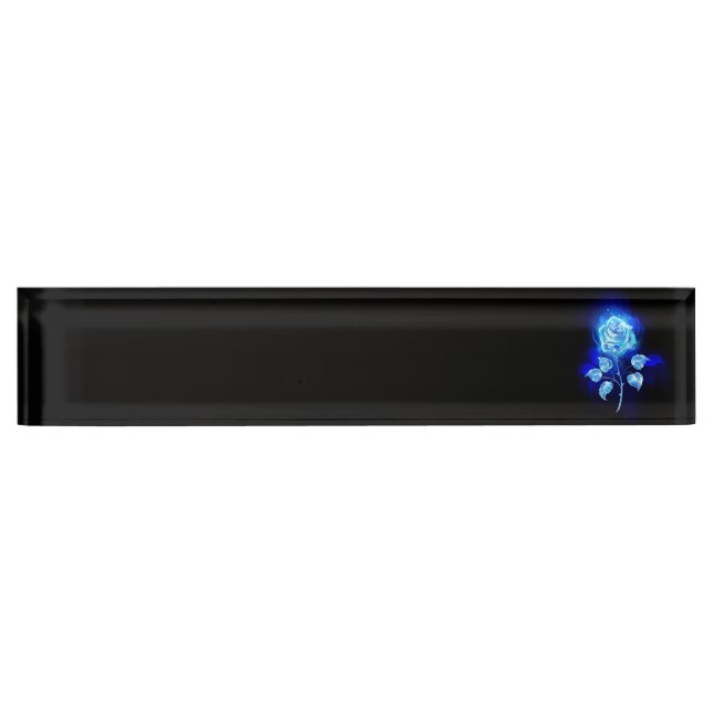 Porte-nom Pour Bureau Rose bleue brûlante (Devant)