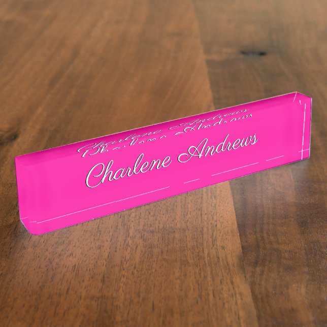 Porte-nom Pour Bureau Rose chaud solide (Taille)