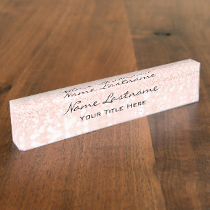Porte-nom Pour Bureau Rose de maquillage Esthétique Coiffeur de beauté r