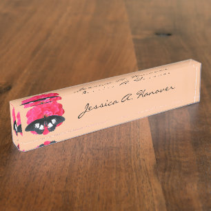 Porte-nom Pour Bureau Rose et Swallowtail