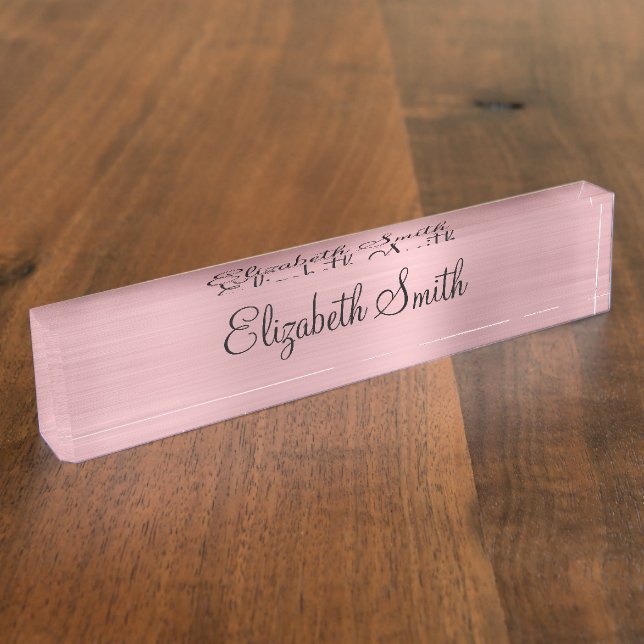Porte-nom Pour Bureau Rose Féminin Métalisé (Taille)