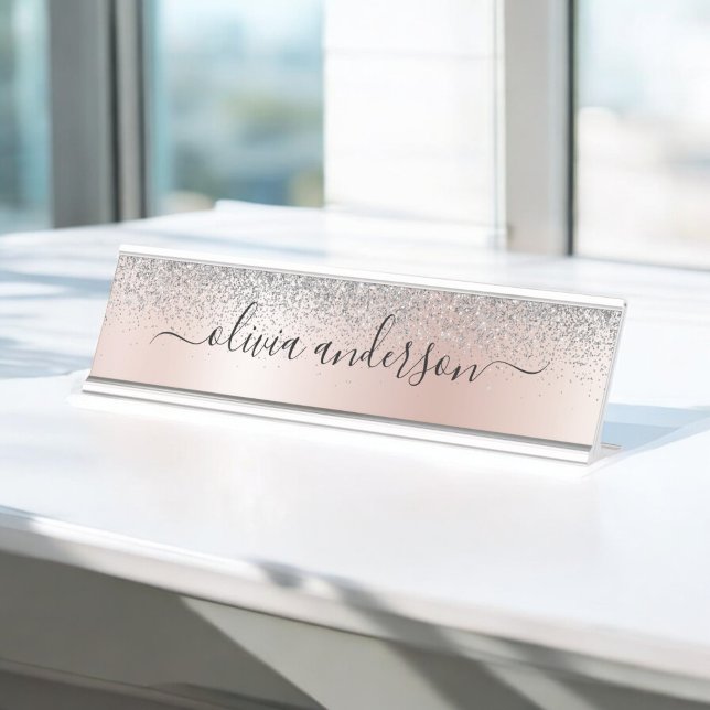 Porte-nom Pour Bureau Rose Gold (Créateur téléchargé)