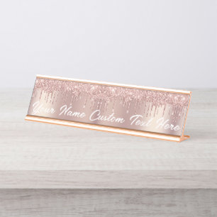 Porte-nom Pour Bureau Rose Gold Blush Parties scintillant Drivers Your D