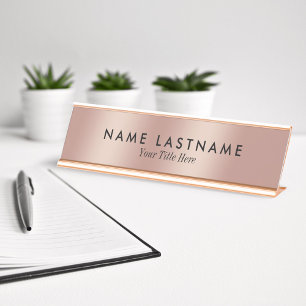 Porte-nom Pour Bureau Rose Gold Elegant Minimaliste Simple Moderne
