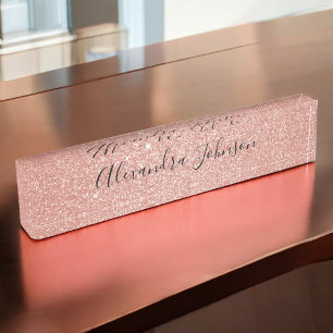 Porte-nom Pour Bureau Rose Gold Parties scintillant Étincelante Girl Mod