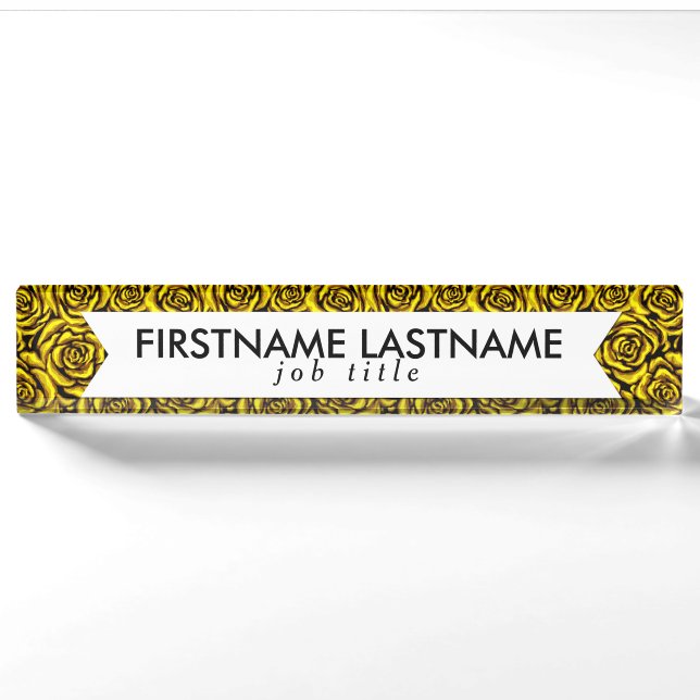 Porte-nom Pour Bureau Rose jaune (Devant)