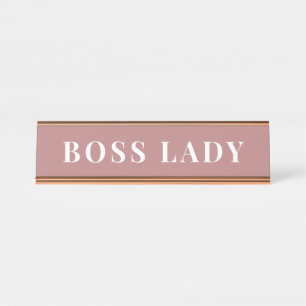 Porte-nom Pour Bureau Rose Poussière Élégante Dame Patronne Bureau Perso