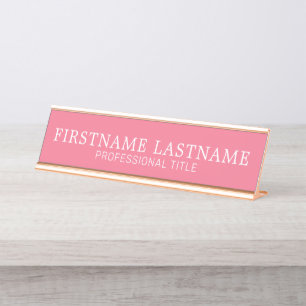 Porte-nom Pour Bureau Rose Simple Traditionnel Nom et Titre