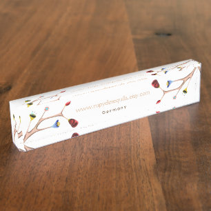 Porte-nom Pour Bureau Roses Rouges