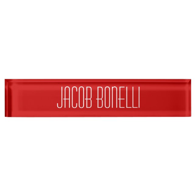 Porte-nom Pour Bureau Rouge Blanc Agréable Charming Business Nameplate (Devant)
