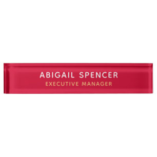 Porte-nom Pour Bureau Rouge cerisier professionnel classique moderne