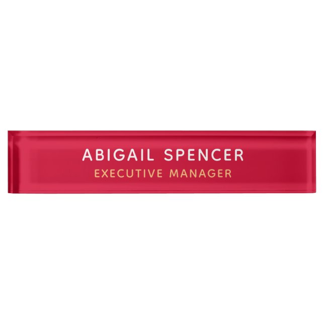 Porte-nom Pour Bureau Rouge cerisier professionnel classique moderne (Devant)