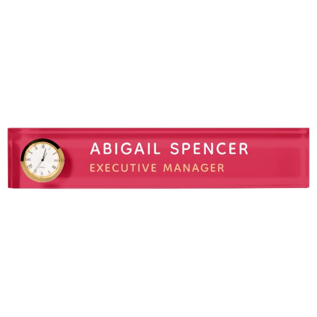 Porte-nom Pour Bureau Rouge cerisier professionnel classique moderne (Devant)