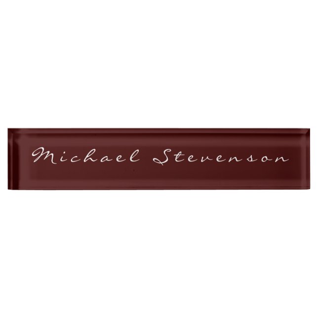Porte-nom Pour Bureau Rouge Élégant moderne Script Desk Nameplate (Devant)