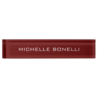 Porte-nom Pour Bureau Rouge foncé minimaliste Plain moderne