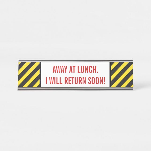 Porte-nom Pour Bureau Rouge gras "ÉLOIGNÉ À MIDI. JE REVIENDRAI BIENTÔT  (Devant)