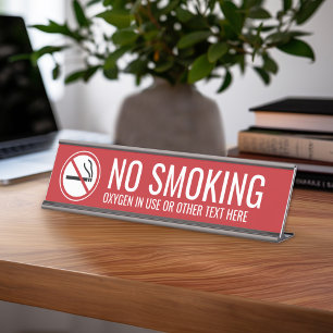 Porte-nom Pour Bureau Rouge - No Smoking Warning Desk Name Plate