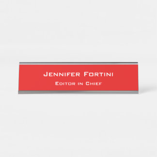 Porte-nom Pour Bureau Rouge Plain élégant minimaliste moderne