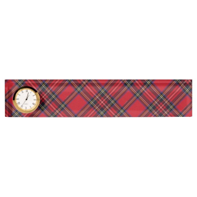 Porte-nom Pour Bureau Royal Stewart tartan rouge noir plaid (Devant)