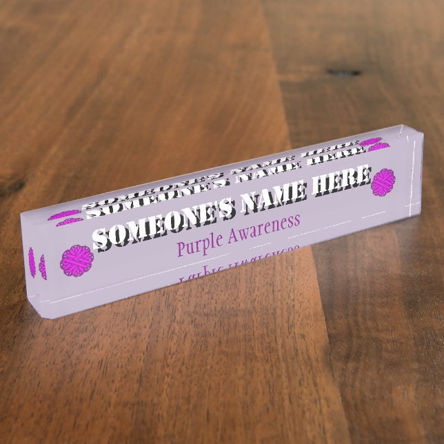 Porte-nom Pour Bureau Ruban de fleurs violettes par Kenneth Yoncich (Taille)