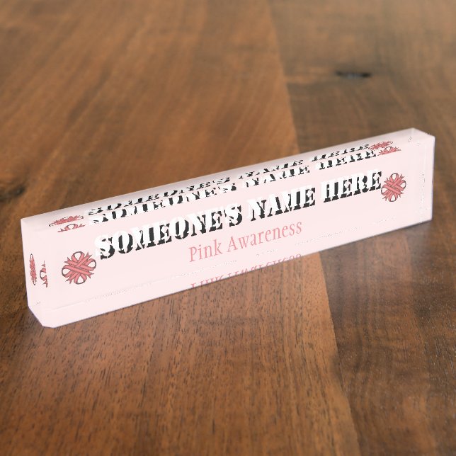 Porte-nom Pour Bureau Ruban de trèfle rose par Kenneth Yoncich (Taille)