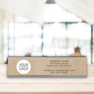 Porte-nom Pour Bureau Rustic Ajouter votre logo Informations sur la soci