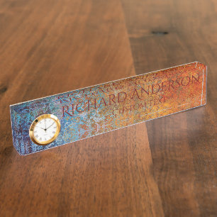 Porte-nom Pour Bureau Rusty, Verdigris, Grunge Steampunk Personnalisé