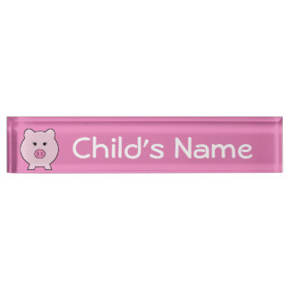 Porte-nom Pour Bureau Sadie le cochon rose ~ Cute Girly Kawaii
