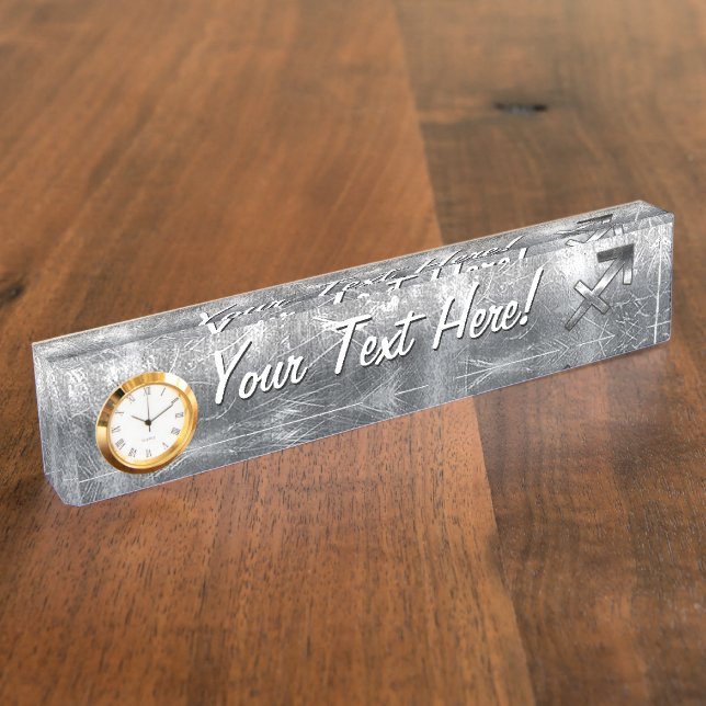 Porte-nom Pour Bureau Sagittarius Zodiac Silver Distour Steel look (Taille)