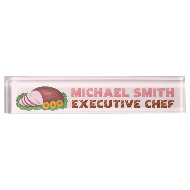 Porte-nom Pour Bureau Salade de jambon rose en tranches (Devant)