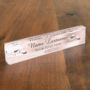 Porte-nom Pour Bureau Salon de beauté Artiste Rose Nails Lashes Maquill