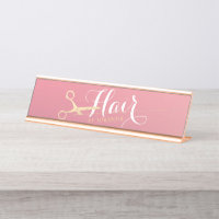 Salon de maquillage moderne ciseaux d'or rose