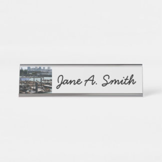 Porte-nom Pour Bureau San Francisco et Pier 39 Sea Lions City Skyline