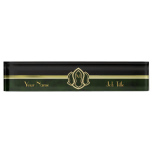 Porte-nom Pour Bureau Sandale Du Marbre Et De L'Or Du Prophète (Vert)