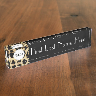 Porte-nom Pour Bureau Sassy Empreinte de léopard Monogrammed