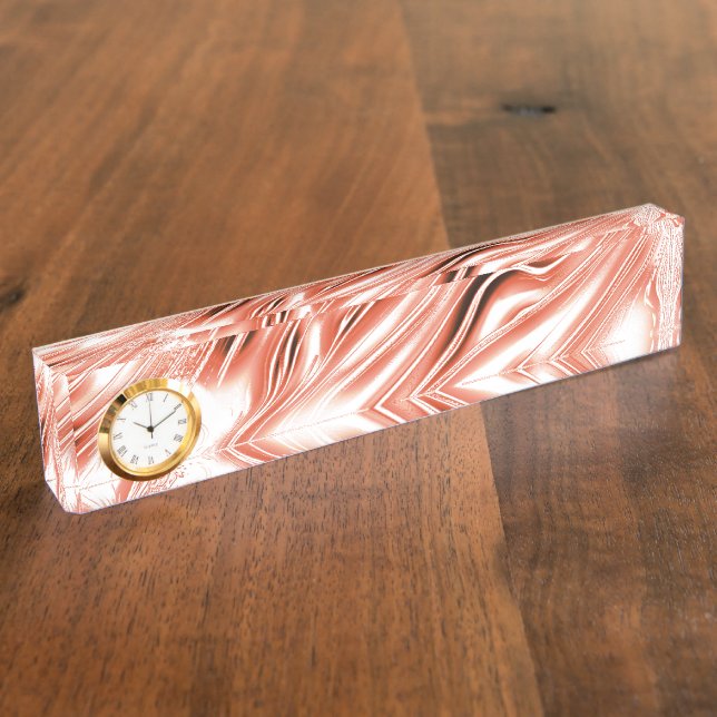 Porte-nom Pour Bureau Saumon à rouge long ondulé traces sur fond blanc (Taille)
