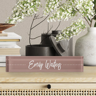 Porte-nom Pour Bureau Script Cursif En Terracotta