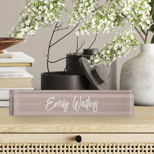 Porte-nom Pour Bureau Script cursif Pink Taupe