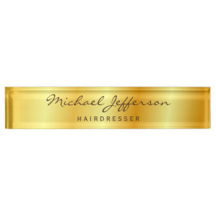 Porte-nom Pour Bureau Script d'écriture professionnelle couleur or